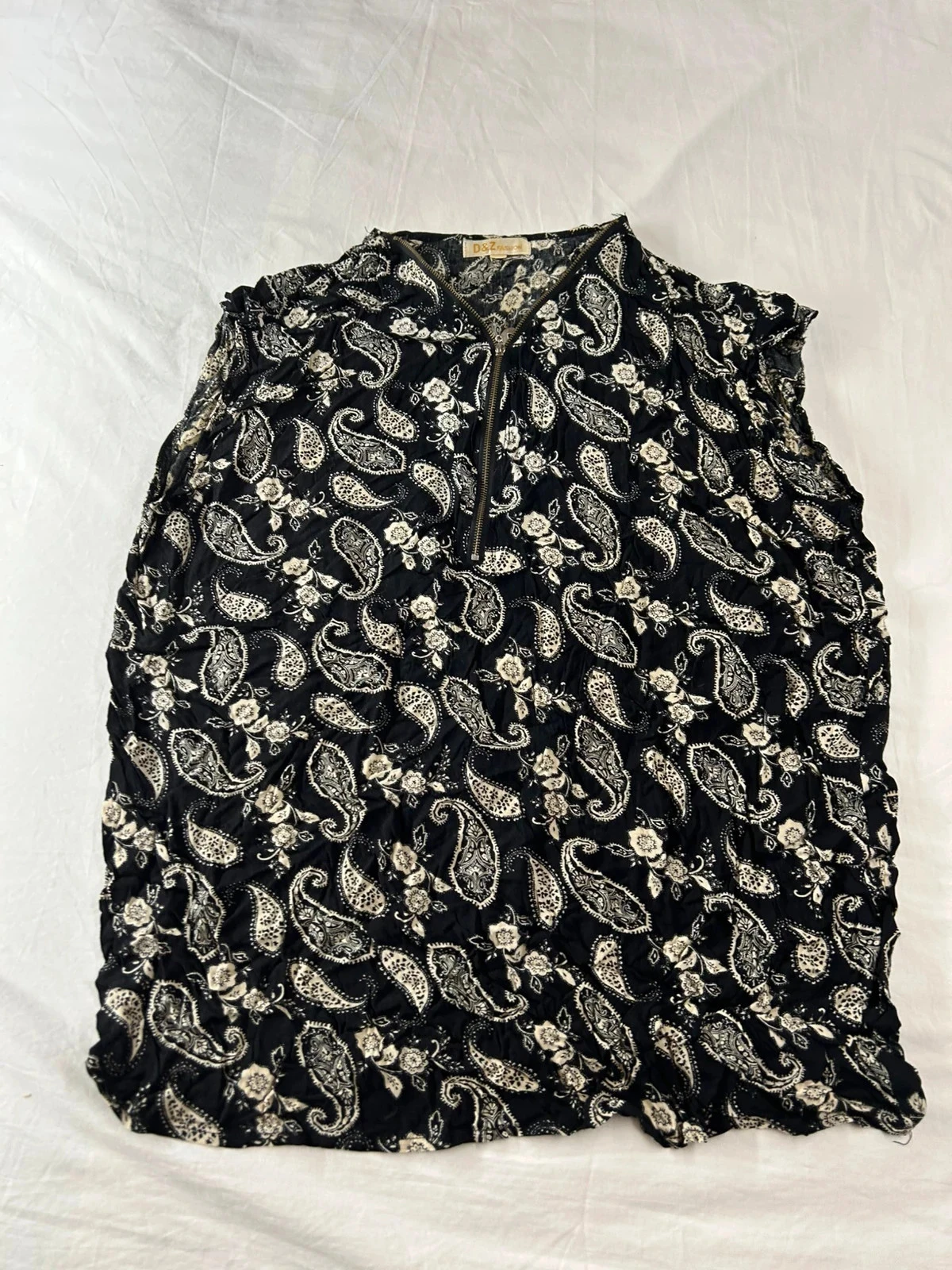 Zwart tanktop met vintage geprint motief d&z fashion – photo 2